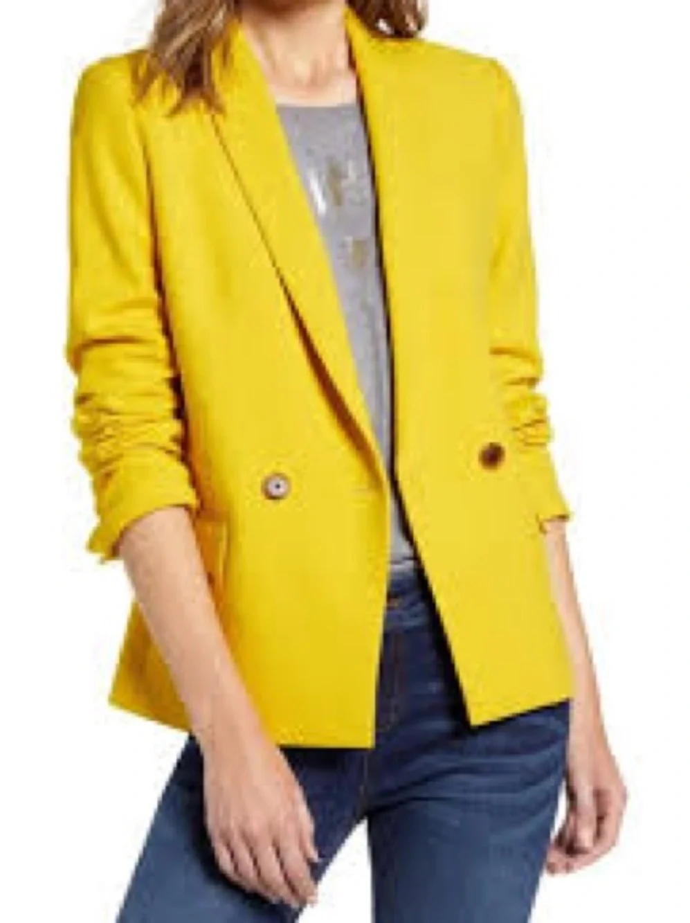 J. Crew Mustard Yellow Dover Double Breasted Blazer Size: 10 - Picture 2 of 8
